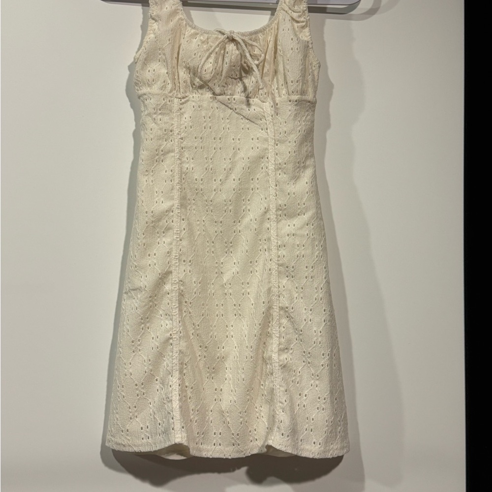 Cream Sheath Mini Dress Spaghetti Strap Wedding Guest
